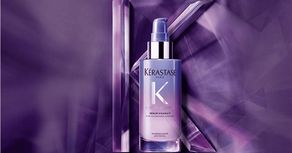Frasco do Kérastase Blond Absolu Sérum Cicanuit, tratamento noturno para cabelos loiros e descoloridos sensibilizados.